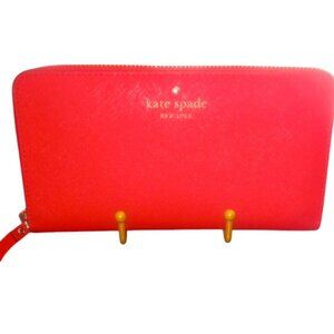 Kate Spade Vibrant Red Wallet - callout black pen on back pictured